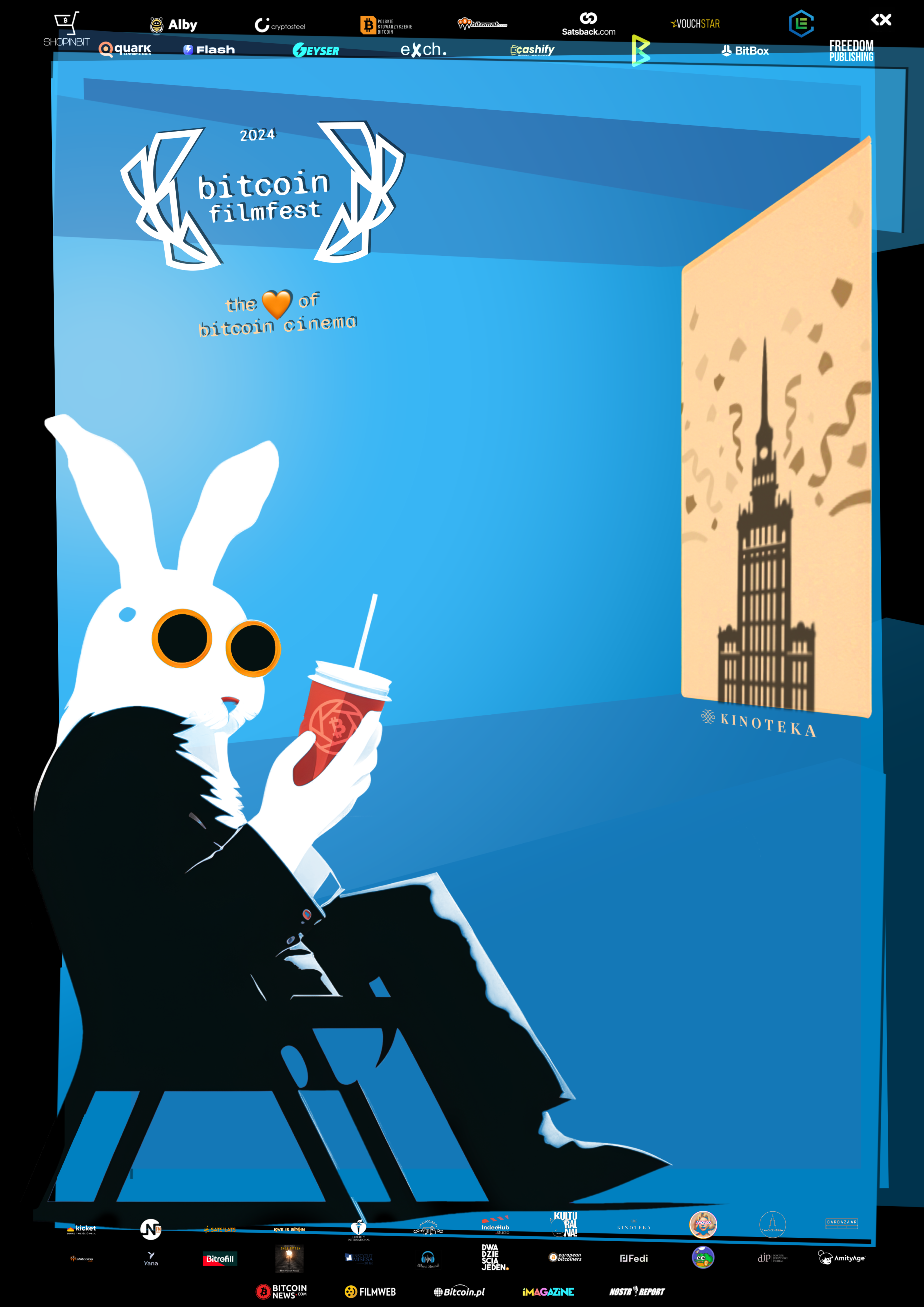 Bitcoin FilmFest 2024 poster for the European Halving Party edition in Warsaw