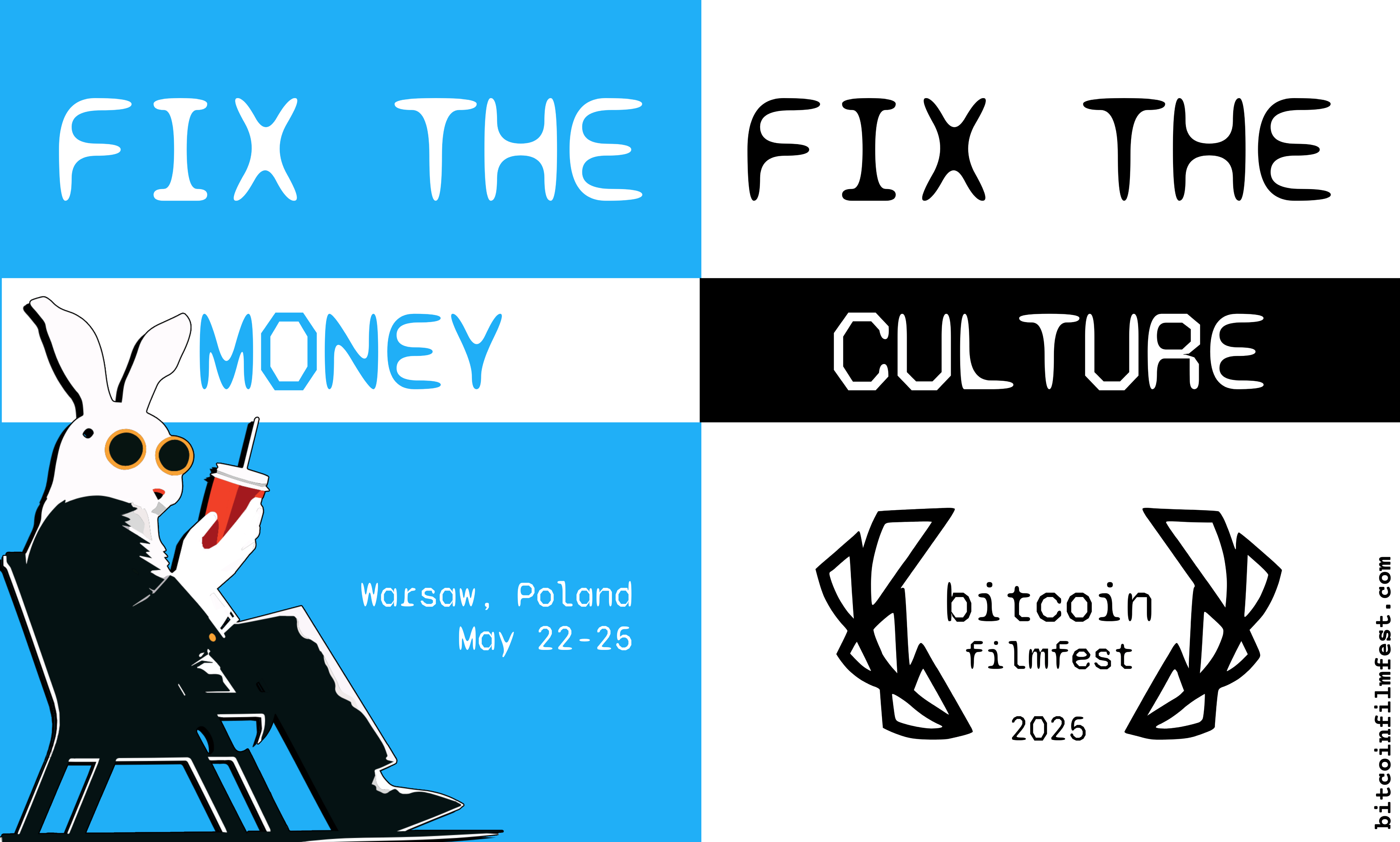Bitcoin FilmFest 2025 poster: Beyond the Frame, 22–25 May, Kinoteka Warsaw