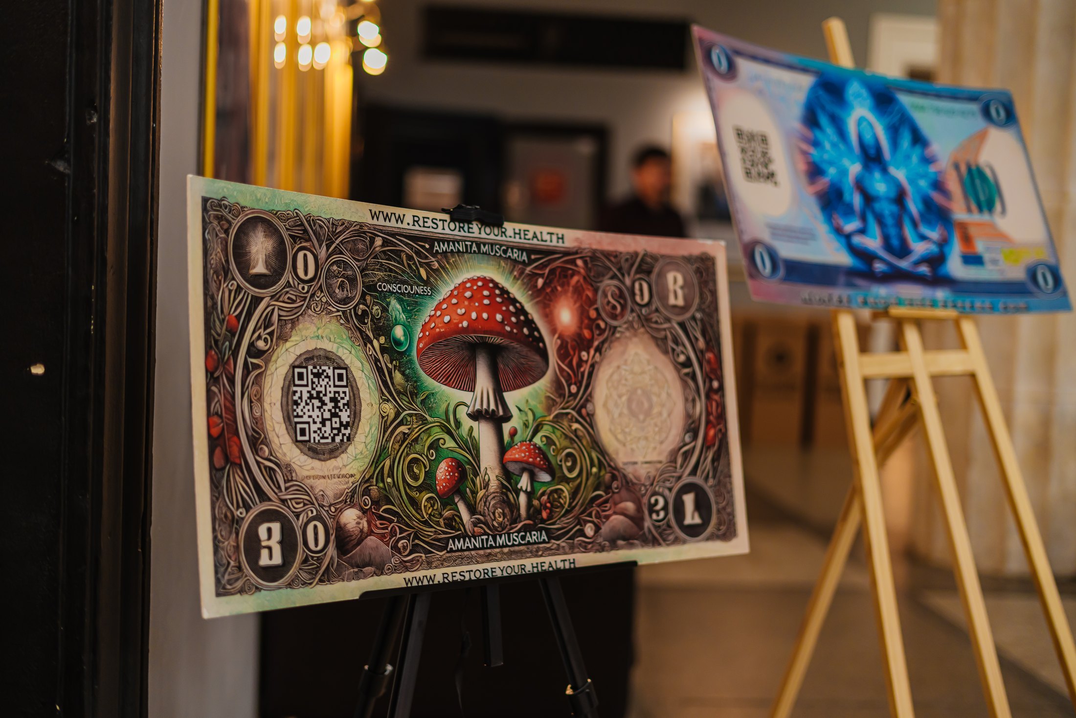 Bitcoin-themed artwork exhibited during Bitcoin FilmFest 2025