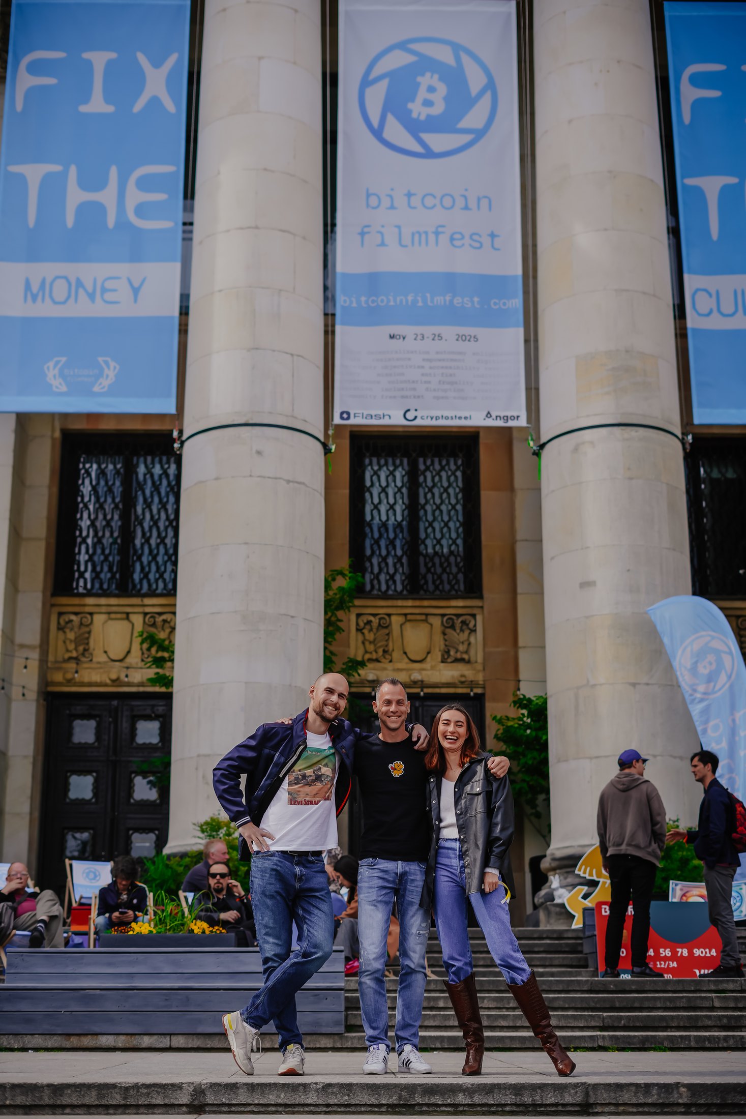 Attendees outside the Bitcoin FilmFest 2025 venue