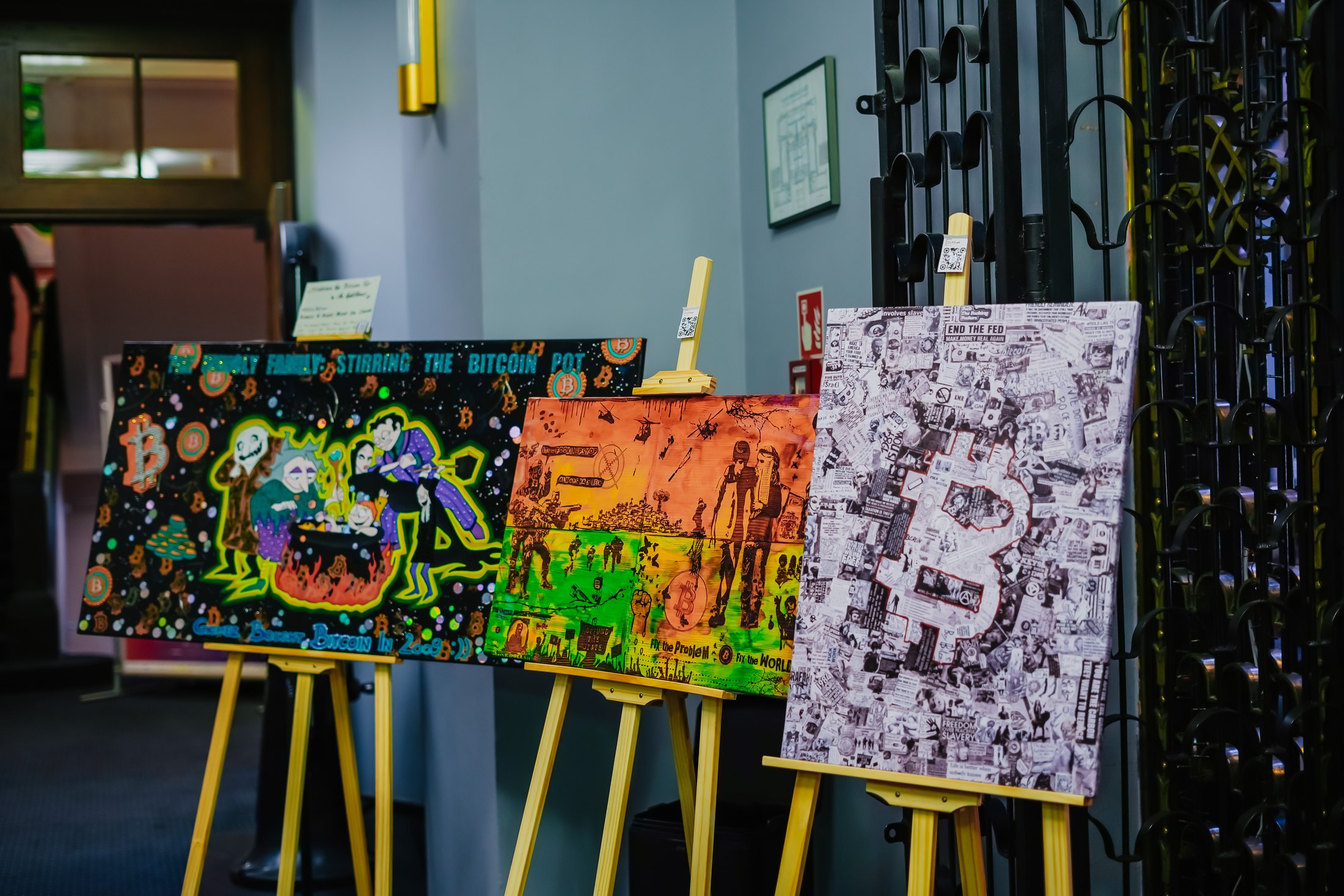 Colourful artwork on display at Bitcoin FilmFest 2025