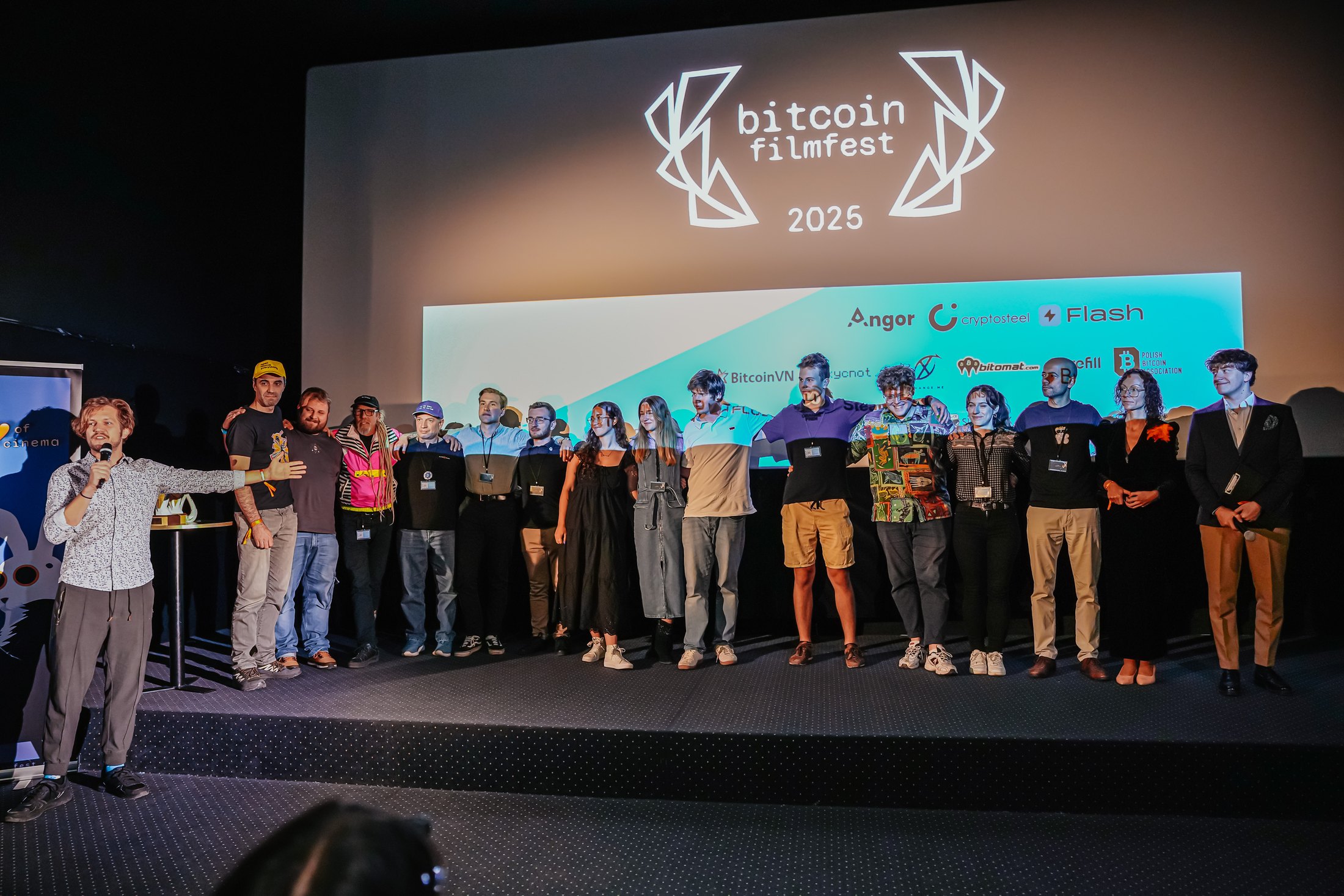 Bitcoin FilmFest 2025 participants gathered on stage